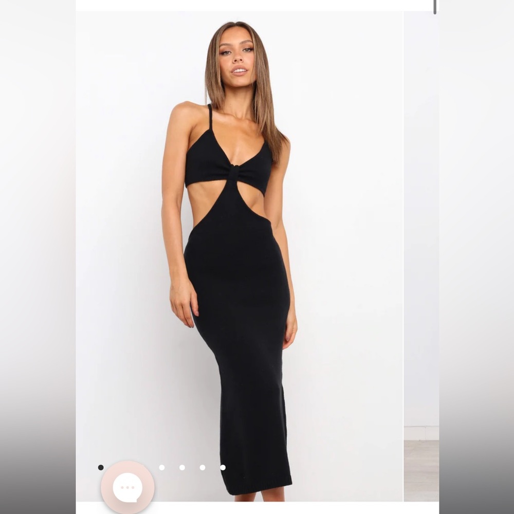 Black Knit Petal and Pup Dress